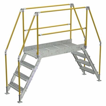 VESTIL 4 Step Galvanized Steel Cross-Over Ladder 103"x82.15" 500lb Capacity COL-4-36-44-HDG